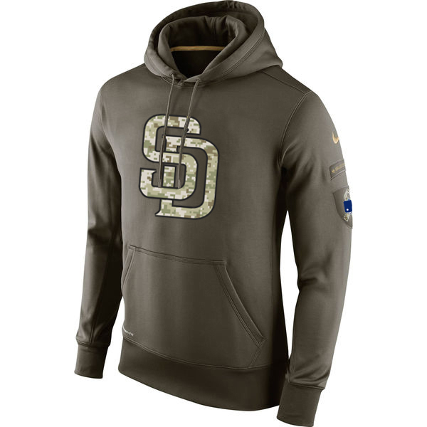 MLB Men San Diego Padres Nike Olive Salute To Service KO Performance Hoodie Green->san diego padres->MLB Jersey